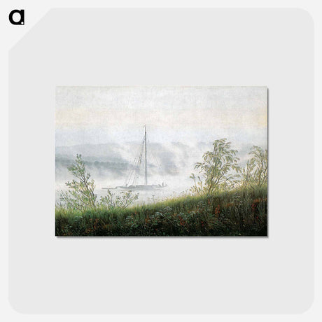 アートポストカード-Elbschiff in early morning fog - カスパー ダーヴィト フリードリヒ Postcard.