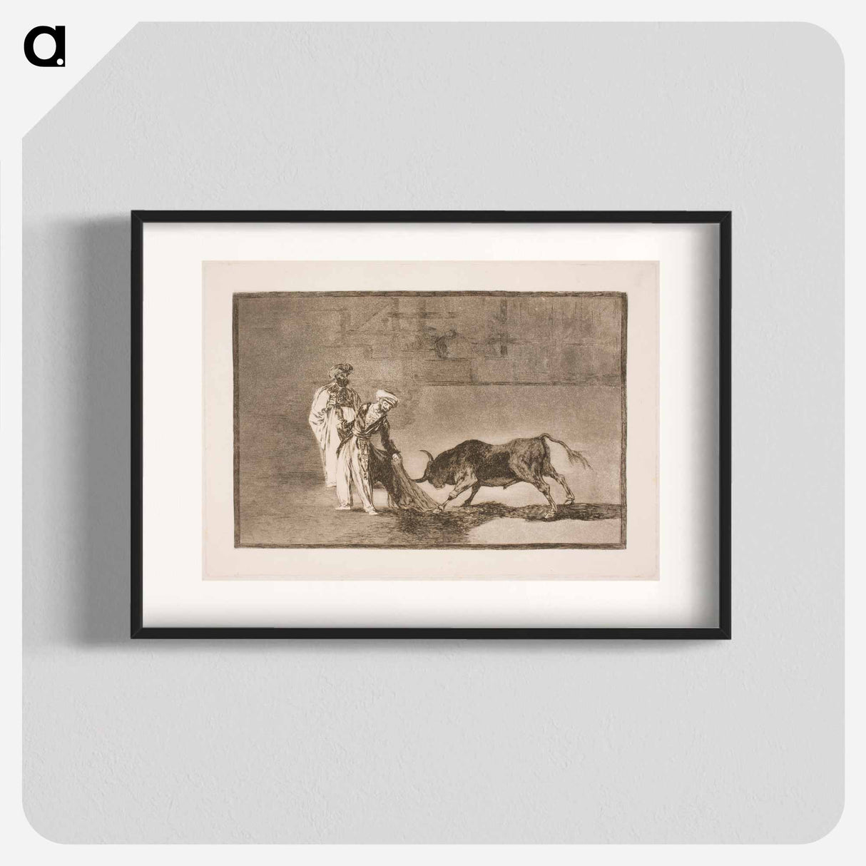 The Moors in the arena go to great lengths to attract the bull with the help of their burnt flesh - Francisco de Goya Poster.