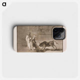 The Moors in the arena go to great lengths to attract the bull with the help of their burnus - フランシスコ デ ゴヤ Phone Case.