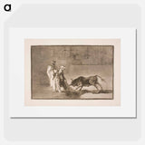 The Moors in the arena go to great lengths to attract the bull with the help of their burnt flesh - Francisco de Goya Poster.