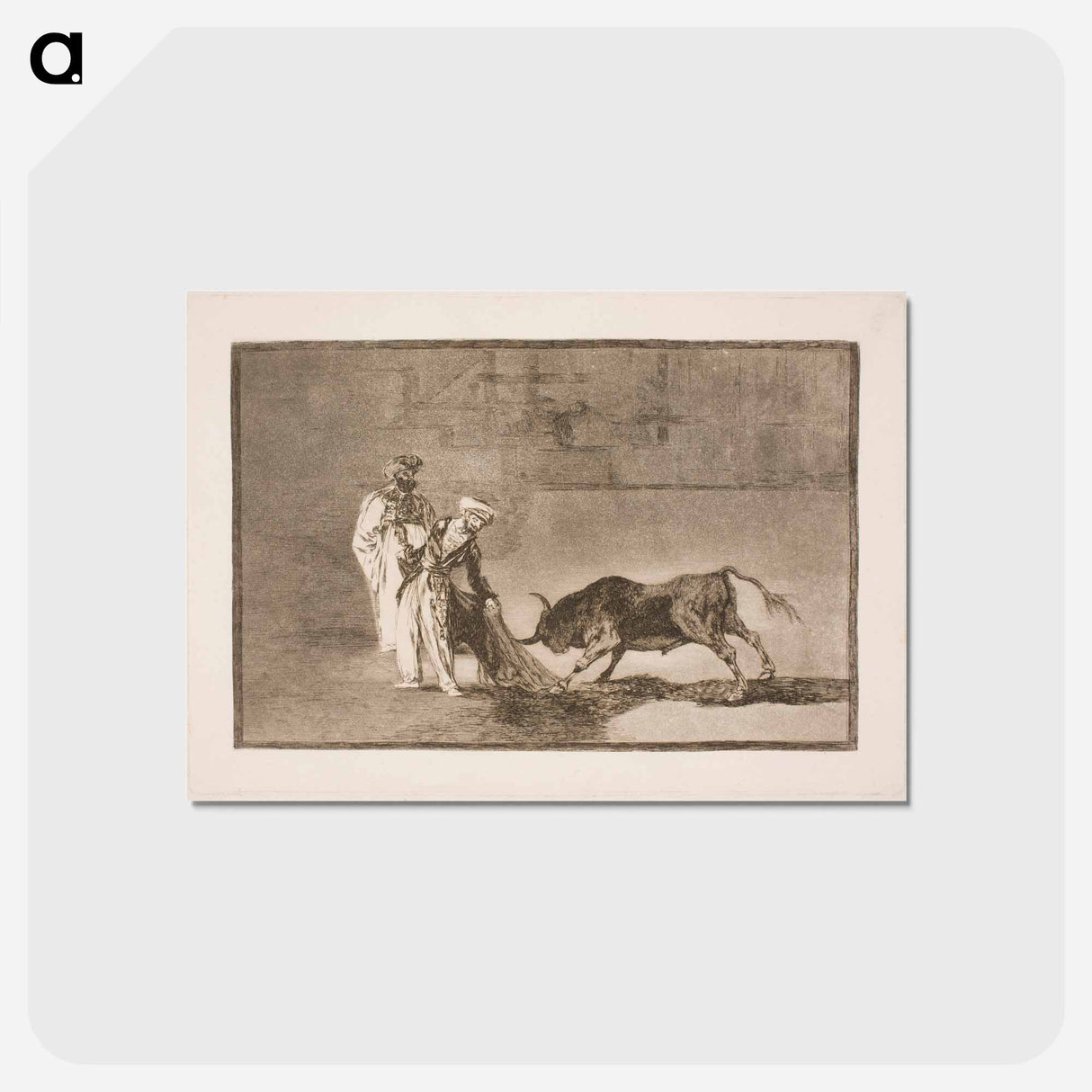 アートポストカード-The Moors in the arena go to great lengths to attract the bull with the help of their burnus - フランシスコ デ ゴヤ Postcard.