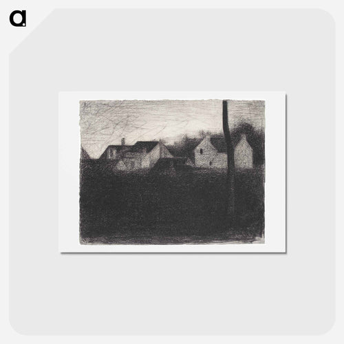 Landscape With Houses - ジョルジュ スーラ Postcard.