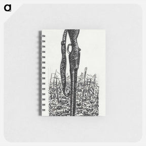 アートメモ帳-Rifle with a helmet on it in a field - レオ ヘステル Memo.