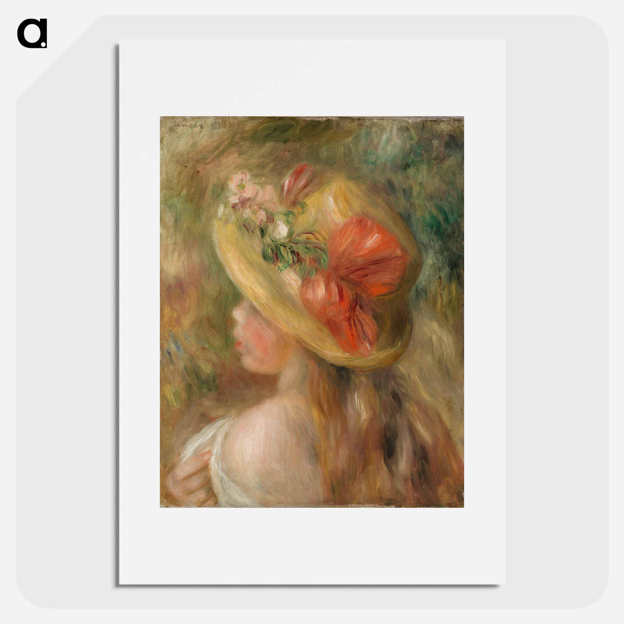 Young Girl with Hat - Pierre-Auguste Renoir Poster.