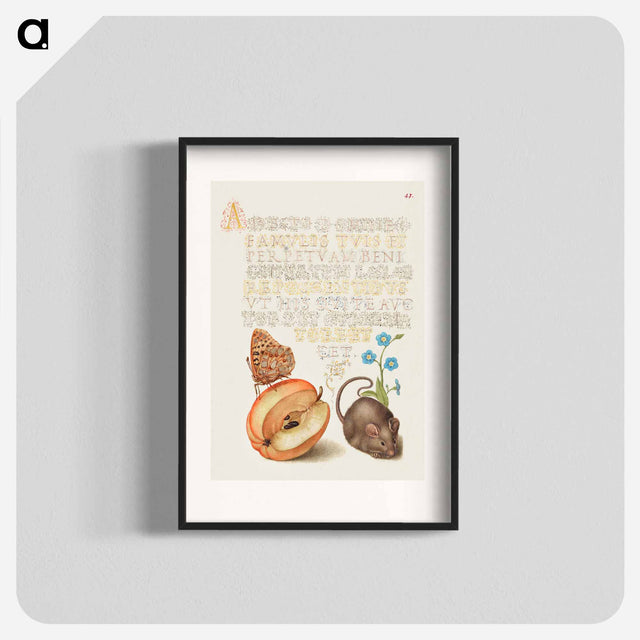 アートポスター-Queen of Spain Fritillary, Apple, Mouse, and Creeping Forget Me Not
 - 書道のお手本 Poster.