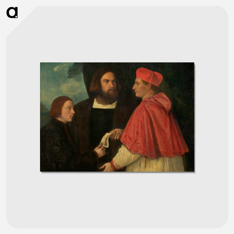 アートポストカード-Girolamo and Cardinal Marco Corner Investing Marco, Abbot of Carrara, with His Benefice - ティツィアーノ ヴェチェッリオ Postcard.