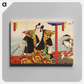 アートパネル-Ichikawa Danjūrō and Nakamura Fukusuke in the Roles of Katō Kiyomasa and Hinakinu by Toyohara Kunichika - 豊原 国周 Canvas.