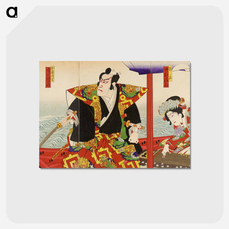 アートポストカード-Ichikawa Danjūrō and Nakamura Fukusuke in the Roles of Katō Kiyomasa and Hinakinu by Toyohara Kunichika - 豊原 国周 Postcard.