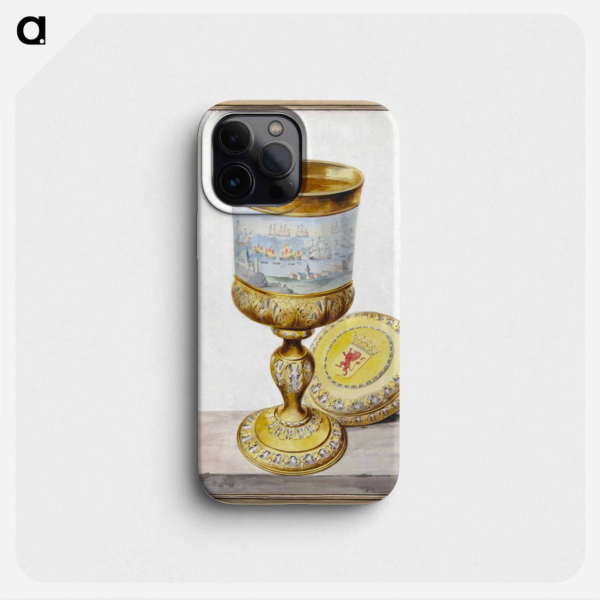 Golden cup with lid - アールト シューマン Phone Case.