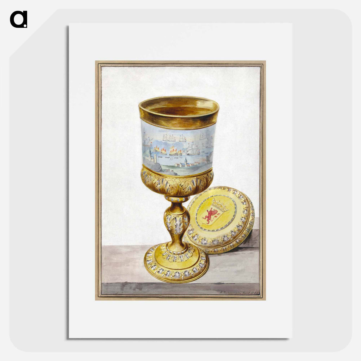 Golden cup with lid - アールト シューマン Poster.