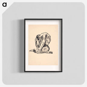 アートポスター-Study of a male nude in a sitting position - アーノルド ピーター ワイズ クビンチャン Poster.