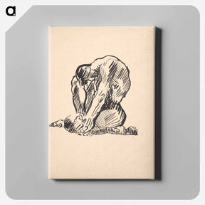 アートパネル-Study of a male nude in a sitting position - アーノルド ピーター ワイズ クビンチャン Canvas.