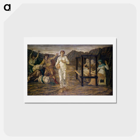アートポストカード-Cupid and Psyche - Palace Green Murals - Psyche set by Venus the Task - エドワード バーン ジョーンズ Postcard.