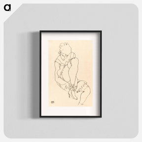 アートポスター-Woman Buttoning Her Shoes - エゴン シーレ Poster.