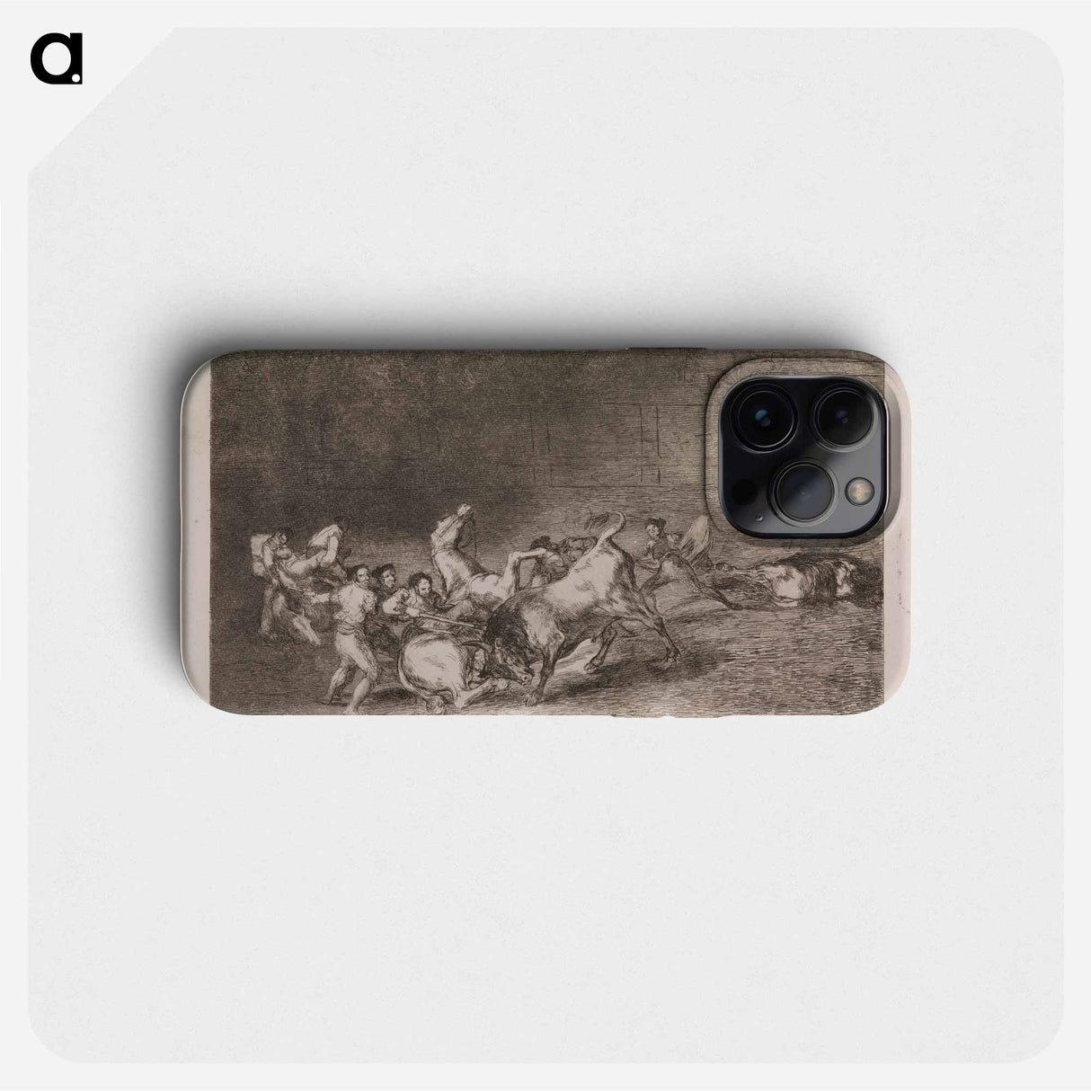 Two teams of picadors are one by one knocked over by a single bull - Francisco de Goya Phone Case.