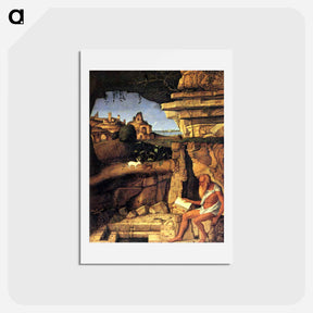 アートポストカード-Saint Jerome Reading - ジョヴァンニ ベッリーニ Postcard.