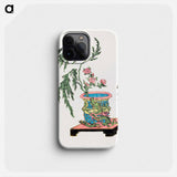 Japanese ikebana, willow and peonies in dragon pot - 喜多川 歌麿 Phone Case.
