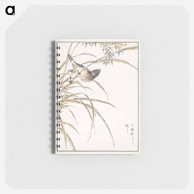 アートメモ帳-Japanese Grey Bunting and Rise Plant
 - 鳥類図鑑 Memo.