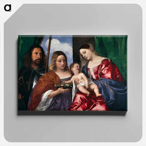 アートパネル-Madonna and Child with Sts Dorothy and George - ティツィアーノ ヴェチェッリオ Canvas.