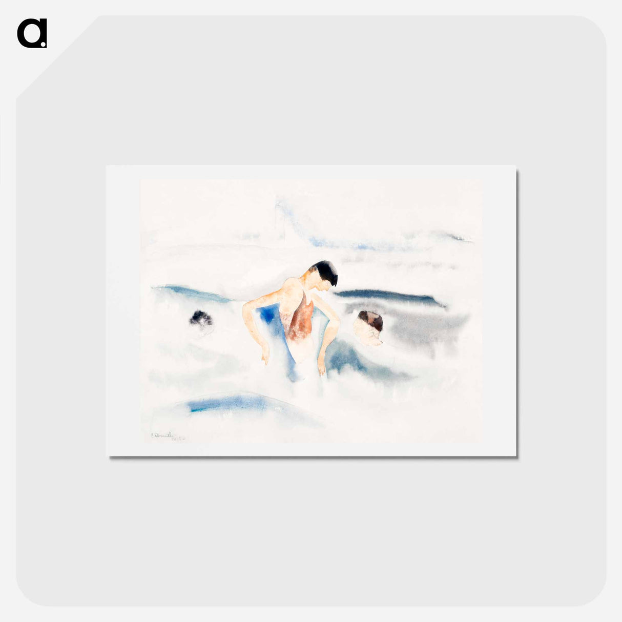 アートポストカード-Three Figures in Water - チャールズ デムス Postcard.