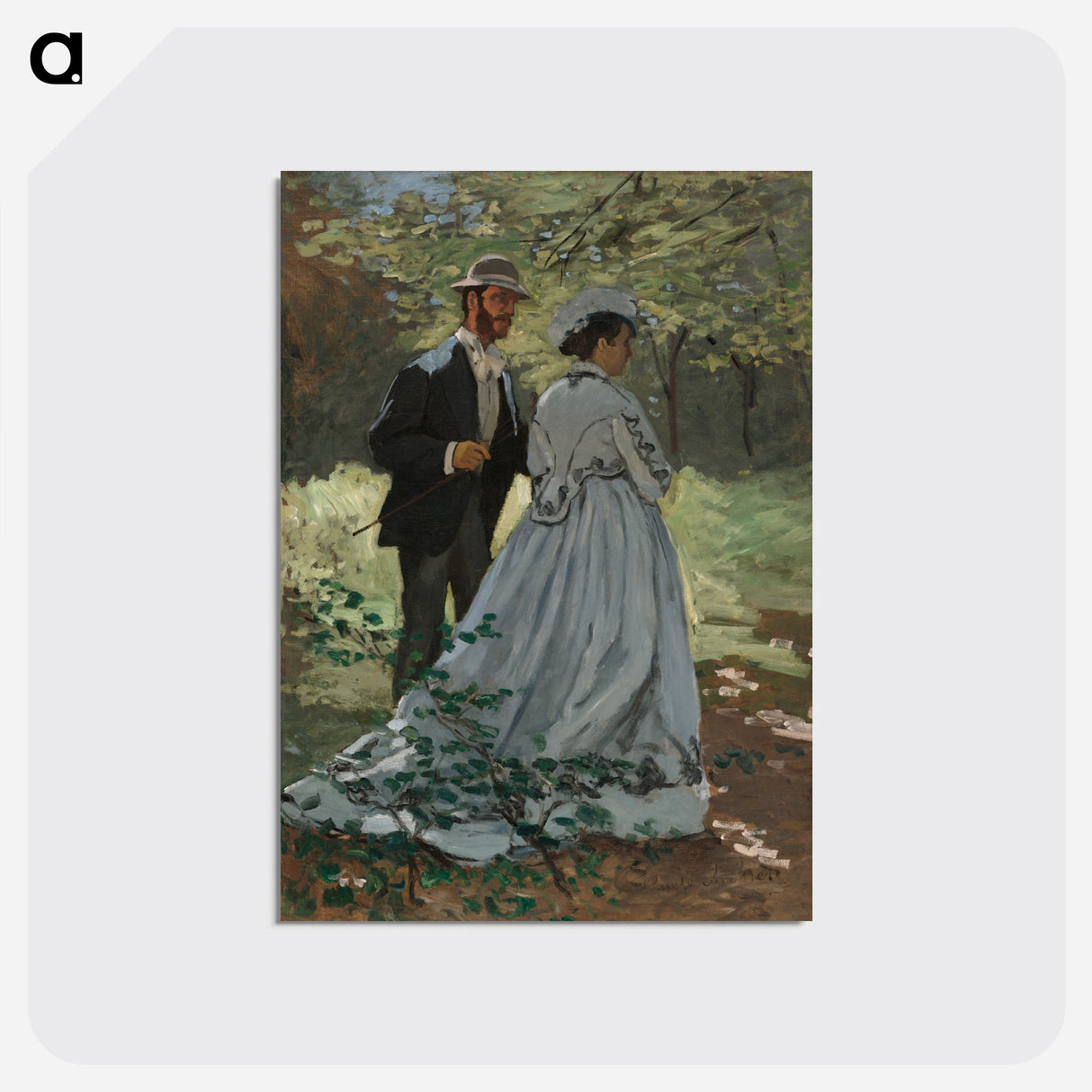 Bazille and Camille (Study for "Déjeuner sur l'Herbe") - クロード モネ Postcard.