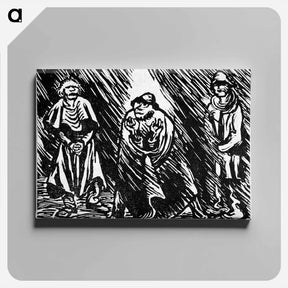 アートパネル-Group with three figures-bass, soprano, tenor - エルンスト ハインリヒ バルラッハ Canvas.