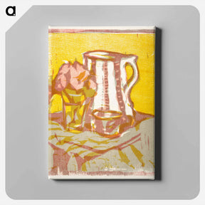 アートパネル-Still life with pitcher and flowers - エルンスト ルートヴィヒ キルヒナー Canvas.