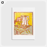 アートポストカード-Still life with pitcher and flowers - エルンスト ルートヴィヒ キルヒナー Postcard.
