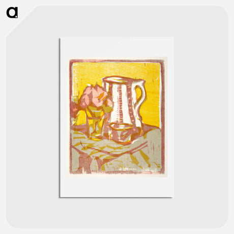 アートポストカード-Still life with pitcher and flowers - エルンスト ルートヴィヒ キルヒナー Postcard.