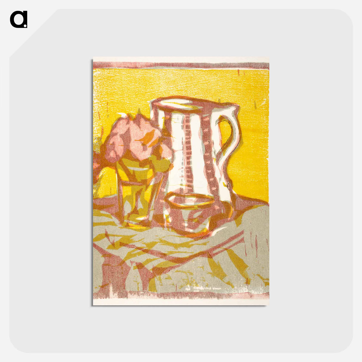 アートポストカード-Still life with pitcher and flowers - エルンスト ルートヴィヒ キルヒナー Postcard.