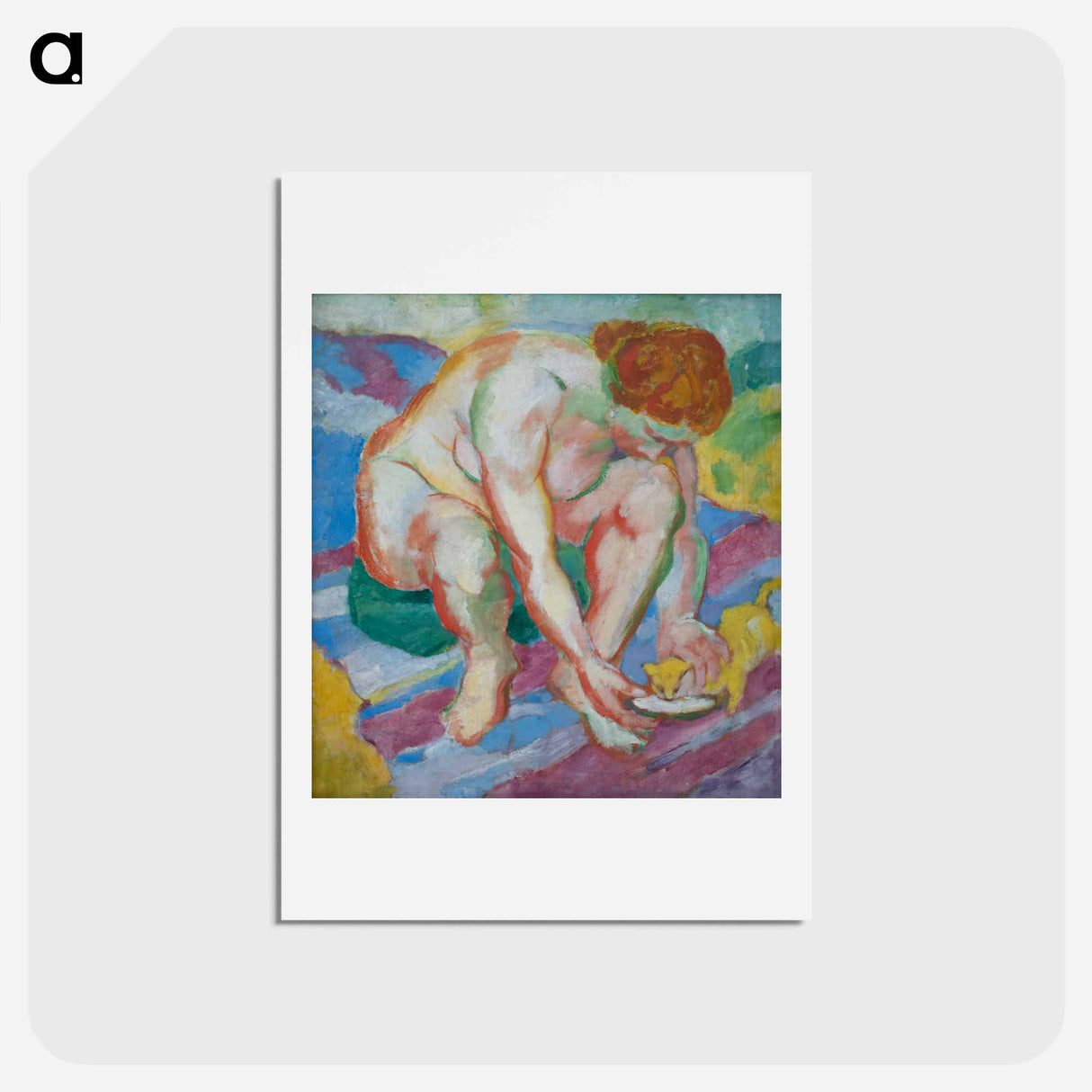 アートポストカード-Nude with cat - フランツ マルク Postcard.