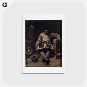 アートポストカード-Marc Trapadoux is Examining the Book of Prints - ギュスターヴ クールベ Postcard.