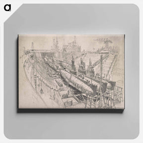 アートパネル-Submarines in Drydock
 - ジョセフ ペネル Canvas.