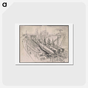 アートポストカード-Submarines in Drydock
 - ジョセフ ペネル Postcard.