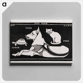 アートパネル-Akbar the tortoise, Max the dog and Puss the cat - ユリー デ フラーハ Canvas.