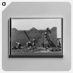 アートパネル-Locomotives in Roundhouse, Durango
 - ラッセル リー Canvas.