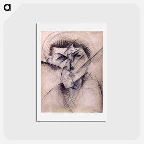 アートポストカード-Study for sculpture 'Empty and full abstracts of a head' - ウンベルト ボッチョーニ  Postcard.