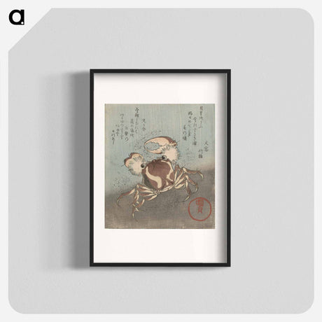 アートポスター-Crab on the Waterfront with Poems
 - 歌川 国貞 Poster.