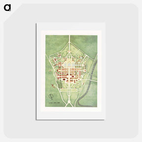 アートポストカード-Color plan of the Rome World's Fair - アンティーク地図 Postcard.