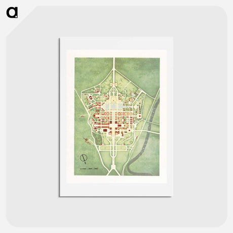 アートポストカード-Color plan of the Rome World's Fair - アンティーク地図 Postcard.