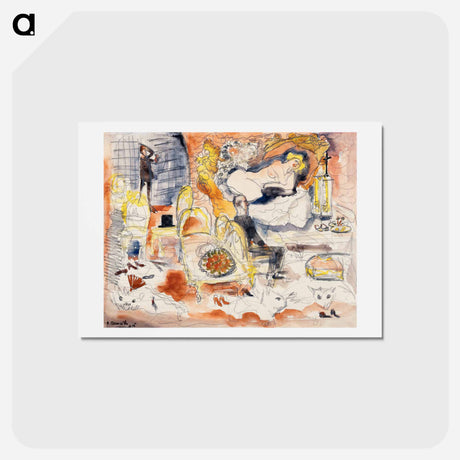 アートポストカード-Count Muffat Discovers Nana with the Marquis de Chouard - チャールズ デムス Postcard.