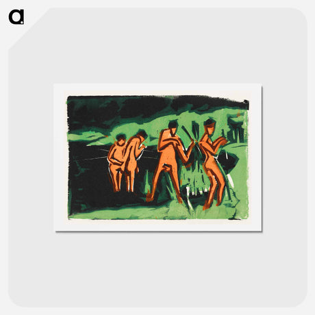 アートポストカード-Bathers Throwing Reeds - エルンスト ルートヴィヒ キルヒナー Postcard.