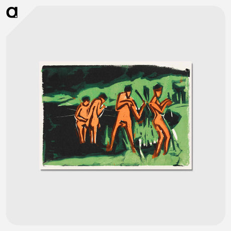 アートポストカード-Bathers Throwing Reeds - エルンスト ルートヴィヒ キルヒナー Postcard.