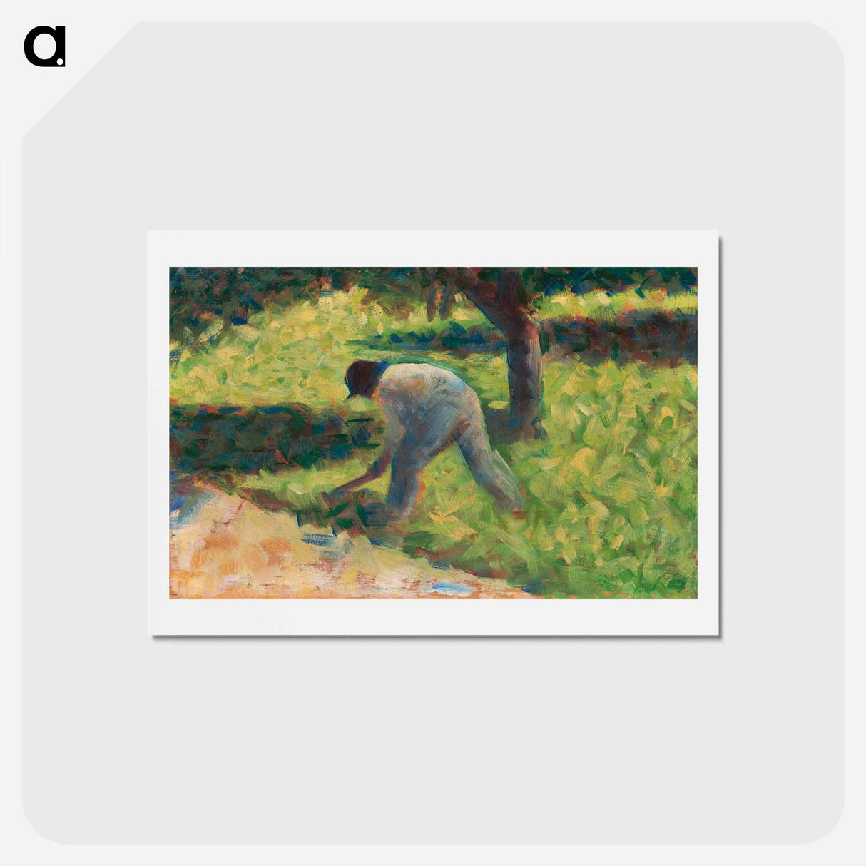 アートポストカード-Peasant with a Hoe - ジョルジュ スーラ Postcard.