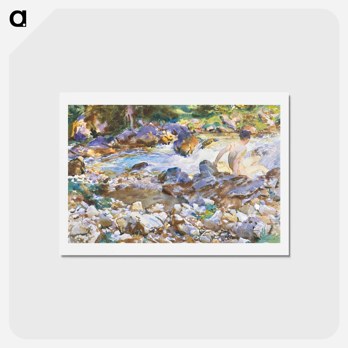 アートポストカード-Mountain Stream - ジョン シンガー サージェント Postcard.