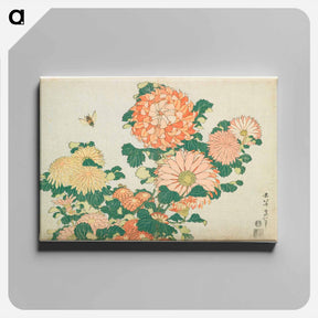 アートパネル-Chrysanthemums and Horsefly - 葛飾 北斎 Canvas.