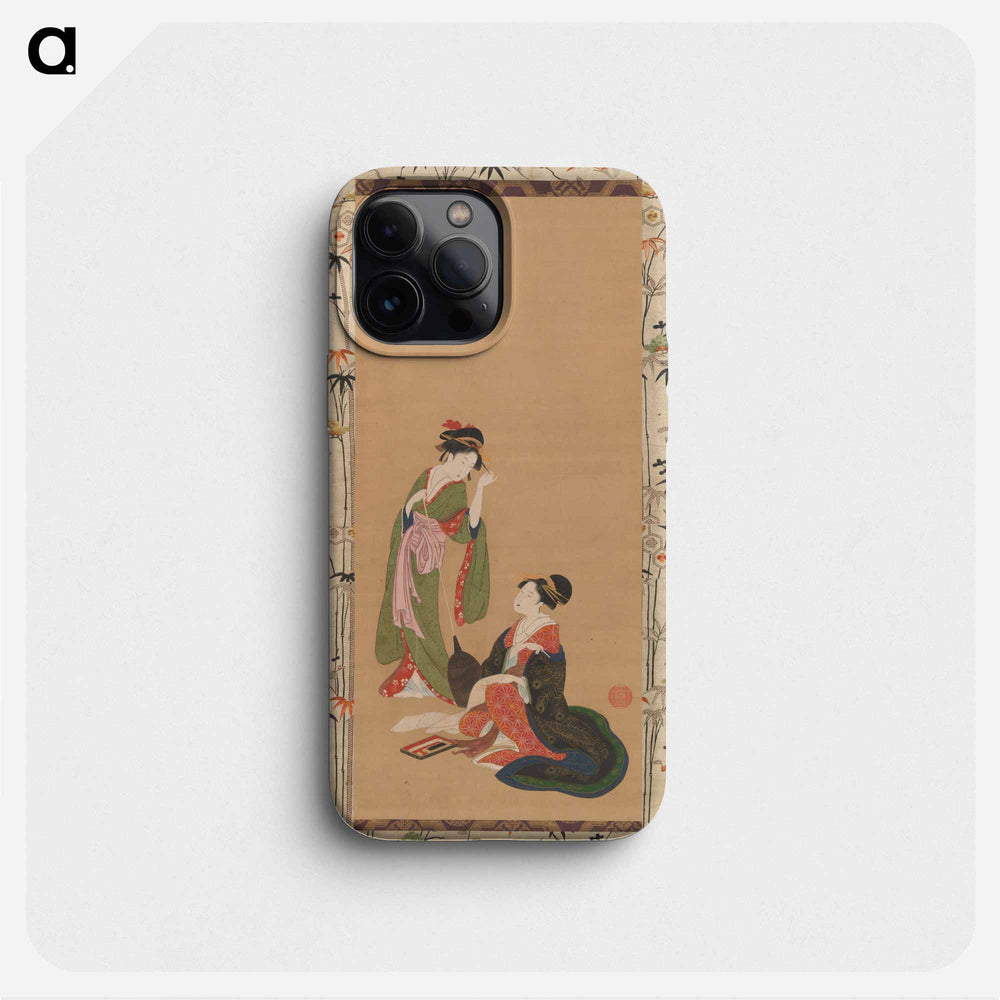 Courtesans Parodying Kanzan and Jittoku by Kinpūsha Toyomaro - 喜多川 歌麿 Phone Case.
