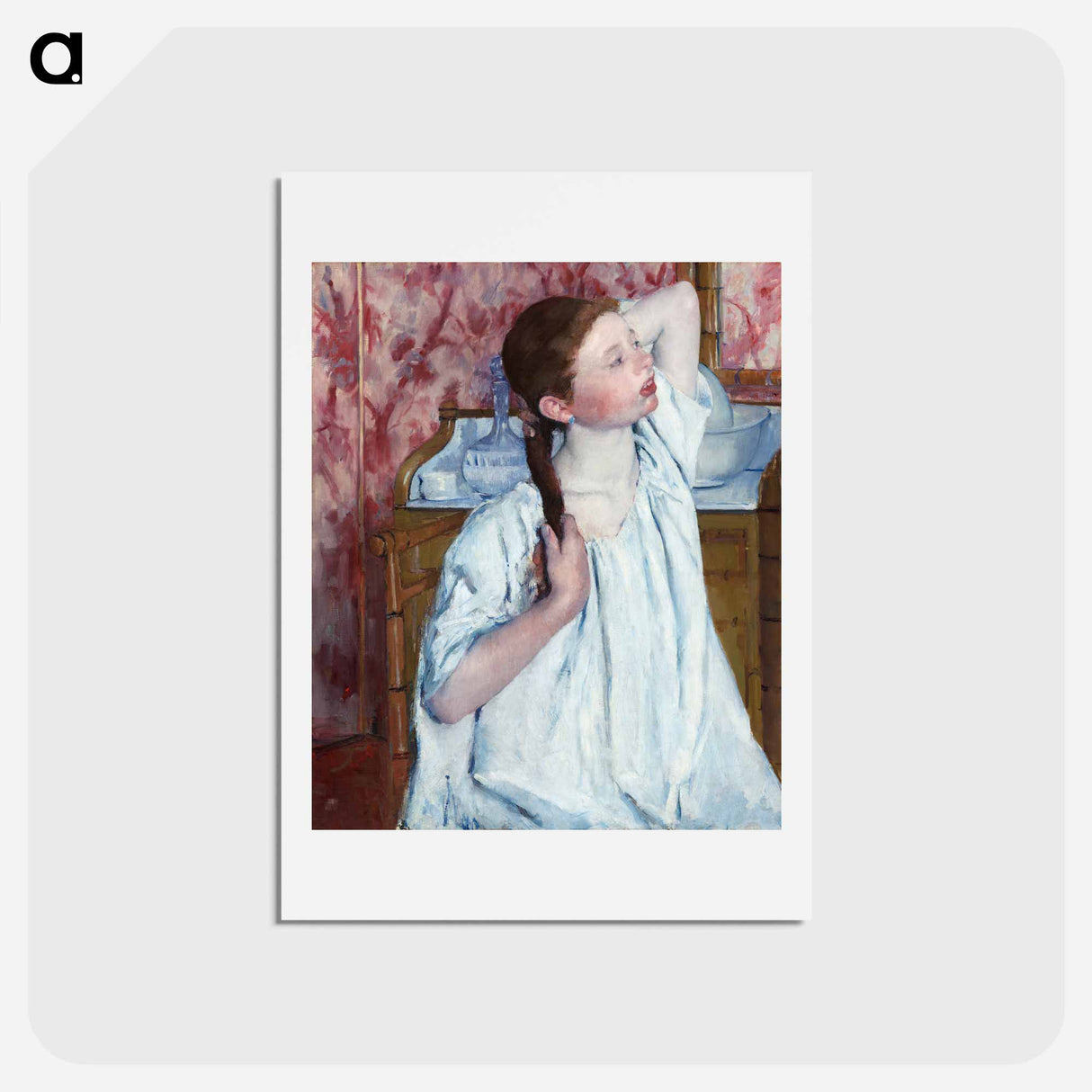 アートポストカード-Girl Arranging Her Hair - メアリー カサット Postcard.