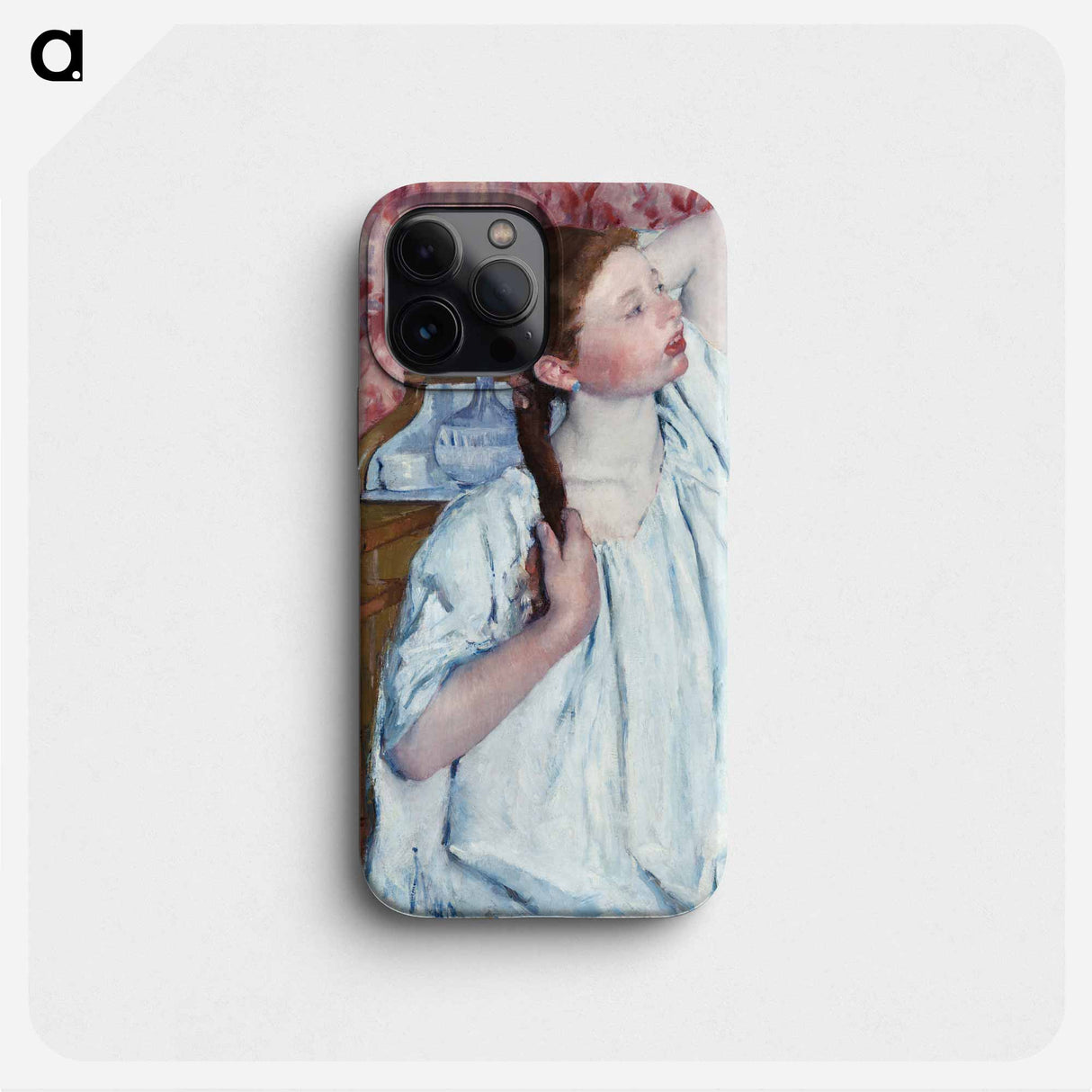 Girl Arranging Her Hair - メアリー カサット Phone Case.