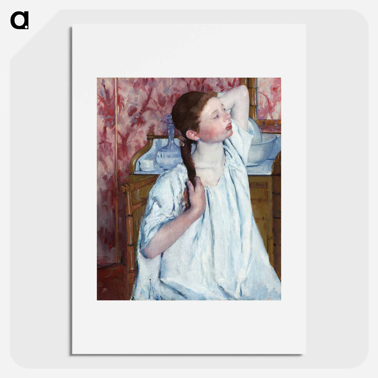 Girl Arranging Her Hair - Mary Cassatt Poster.